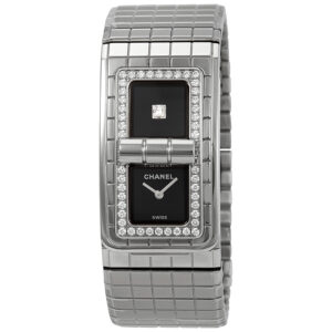 chanel code coco black lacquered dial ladies diamond watch h5145