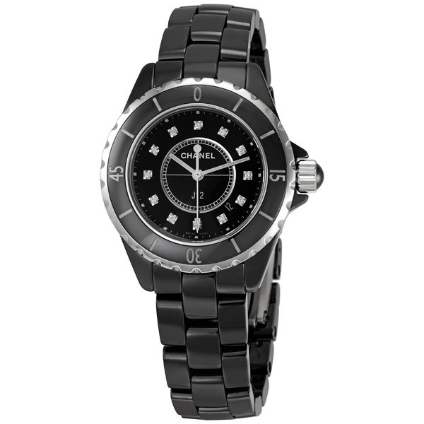 chanel j12 diamonds black ceramic ladies watch h1625 chanel j12 diamonds black ceramic ladies watch h1625