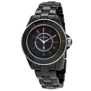 chanel j12 electro quartz black dial ladies watch h7121