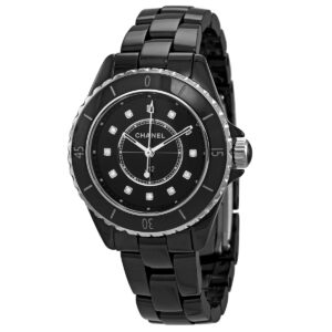 chanel j12 quartz diamond black dial ladies watch h5701