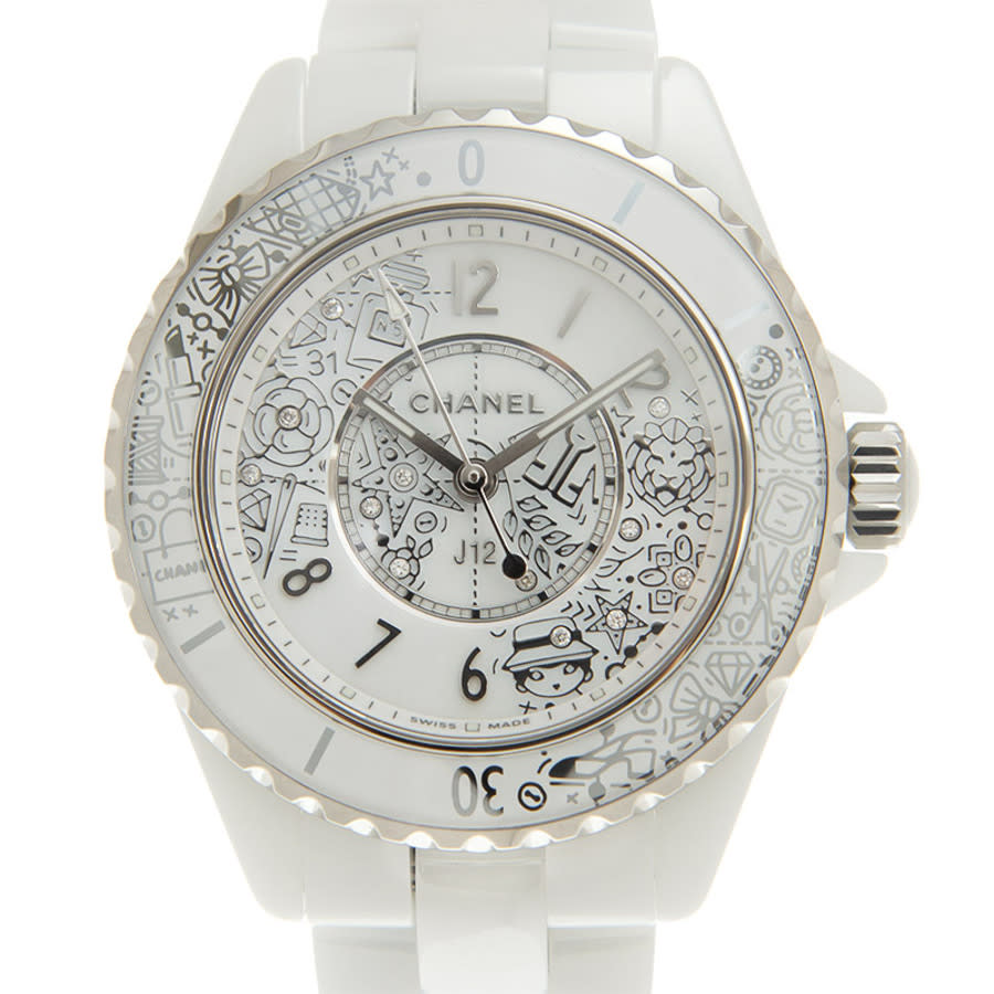 chanel j12 20 quartz diamond white dial ladies watch h6477 chanel j12 20 quartz diamond white dial ladies watch h6477