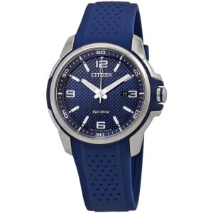 citizen ar blue dial blue polyurethane eco drive men's watch aw1158 05l