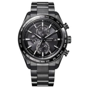 citizen attesa perpetual chronograph black dial men's watch at8294 59e