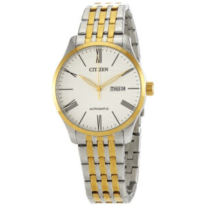 citizen automatic white dial two tone men's watch nh8354 58a