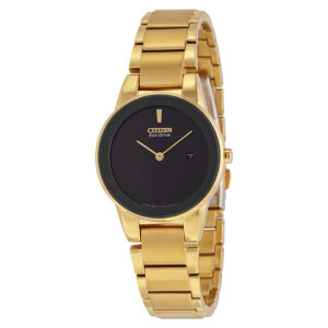 citizen axiom black dial yellow gold tone ladies watch ga1052 55e