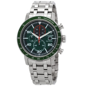 citizen brycen chronograph eco drive green dial men's watch ca0851 56x