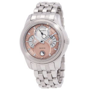 citizen calendrier moon phase eco drive salmon dial watch bu0080 52x