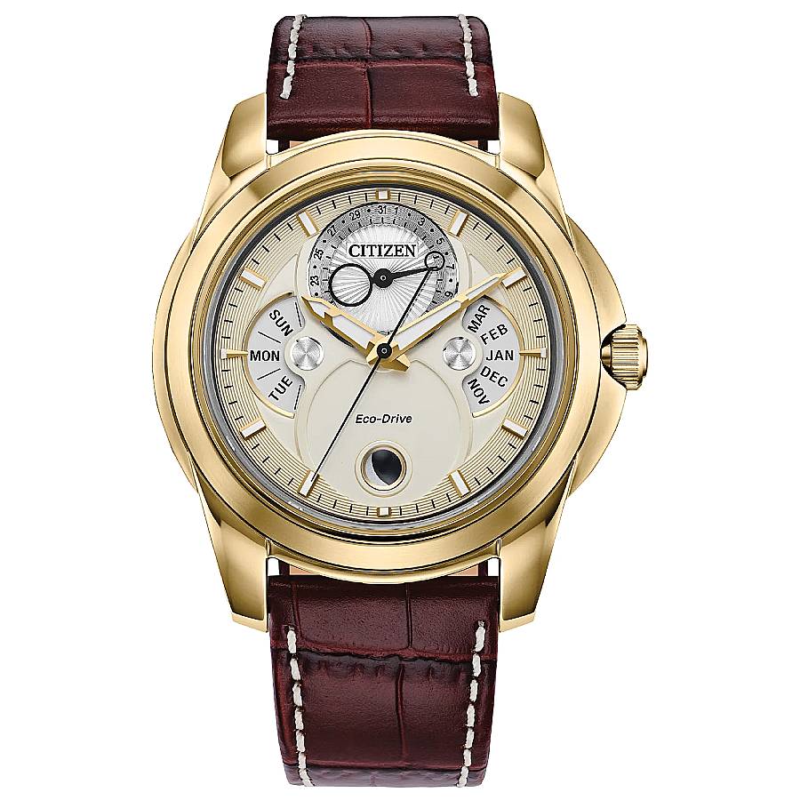 citizen calendrier moon phase gold dial men's watch bu0082 06p citizen calendrier moon phase gold dial men's watch bu0082 06p