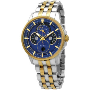 citizen calendrier multi function blue dial two tone men's watch bu0054 52l