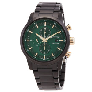 citizen chronograph eco drive green dial men's watch ca0746 85x