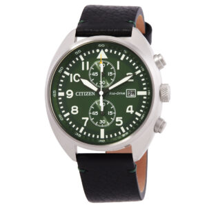 citizen chronograph eco drive green dial men's watch ca7041 07x
