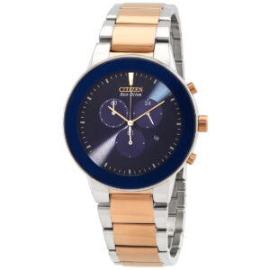 citizen chronograph eco drive blue dial men's watch at2244 84l