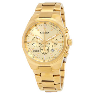 citizen chronograph quartz gold dial men's watch an8172 53p