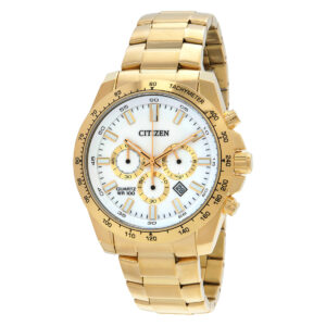 citizen chronograph quartz white dial men's watch an8232 53a