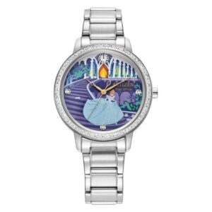 citizen cinderella blue dial ladies watch and pin gift set fe7041 51w