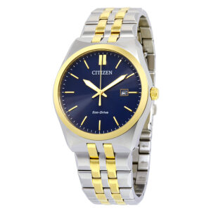 citizen corso eco drive blue dial two tone men's watch bm7334 58l