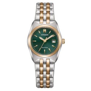 citizen corso eco drive green dial ladies watch ew2297 55x