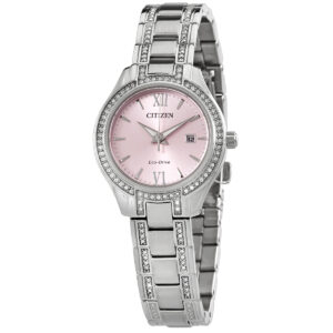citizen crystal pink dial ladies watch fe1230 51x