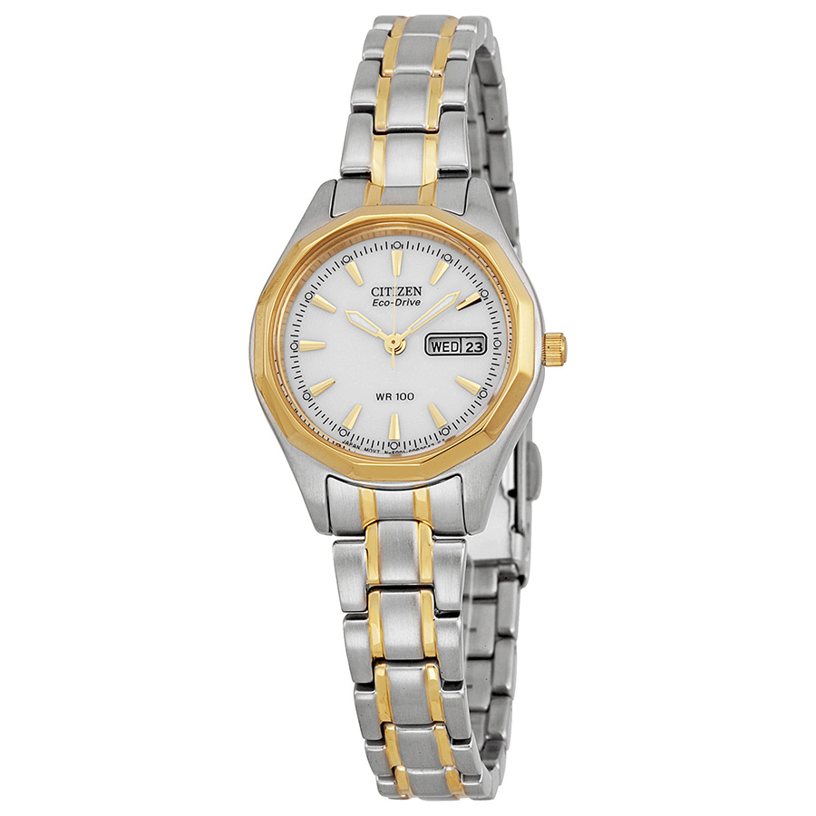 citizen eco drive sport white dial two tone ladies watch ew3144 51a citizen eco drive sport white dial two tone ladies watch ew3144 51a