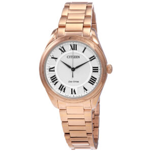 citizen eco drive arezzo white dial ladies watch em0973 55a