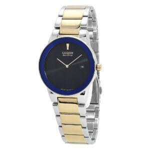 citizen eco drive blue dial two tone men's watch au1064 85l