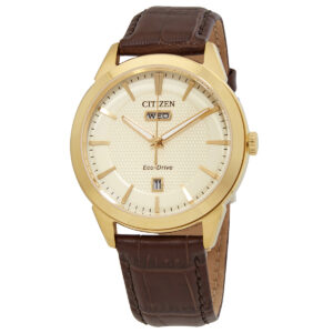 citizen eco drive champagne dial men's watch aw0092 07q