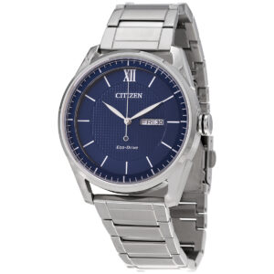 citizen eco drive classic blue dial men's watch aw0081 54l