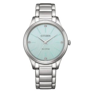 citizen eco drive crystal green dial ladies watch em1220 58y