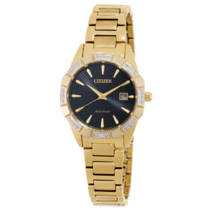 citizen eco drive diamond black dial ladies watch ew2652 55e