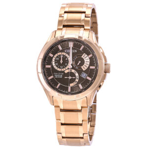 citizen eco drive perpetual gmt brown dial men's watch bl8163 50x