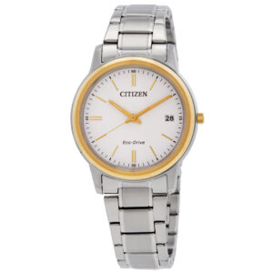 citizen eco drive white dial ladies watch fe6019 55a