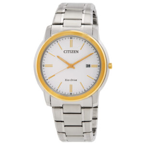 citizen eco drive white dial men's watch aw1219 53a