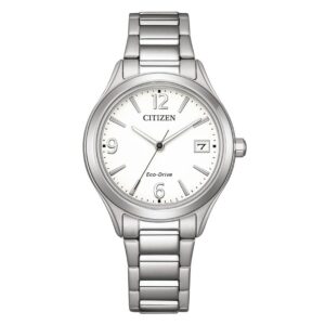 citizen elegance eco drive white dial ladies watch fe6121 67a