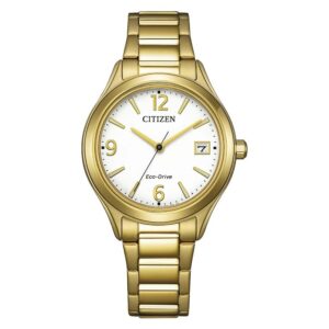 citizen elegance eco drive white dial ladies watch fe6122 64a