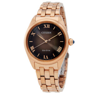 citizen l classic eco drive brown dial ladies watch em1143 81z