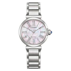 citizen l eco drive mother of pearl dial ladies watch em1060 87y