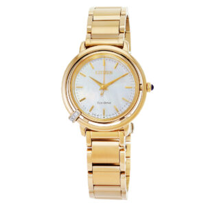 citizen l eco drive mother of pearl dial ladies watch em1092 64d