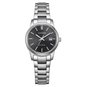 citizen pair eco drive black dial ladies watch ew2318 90e
