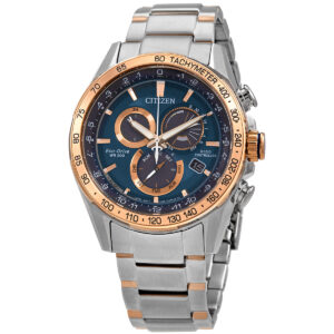 citizen pcat chronograph eco drive blue dial men's watch cb5916 59l