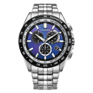 citizen pcat perpetual alarm world time chronograph gmt blue dial men's watch cb5874 81l