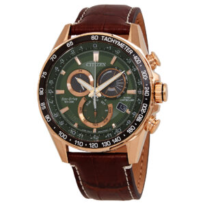 citizen pcat world time chronograph green dial men's watch cb5919 00x