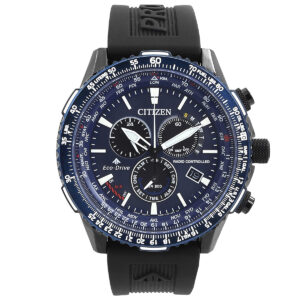 citizen promaster air a t perpetual alarm world time chronograph gmt blue dial men's watch cb5006 02l