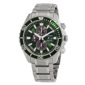 citizen promaster dive chronograph eco drive green dial men's watch ca0820 50x