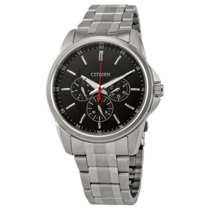 citizen quartz black dial stainless steel men's watch ag8340 58e