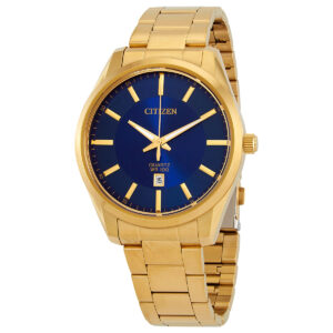 citizen quartz blue dial gold tone men's watch bi1032 58l
