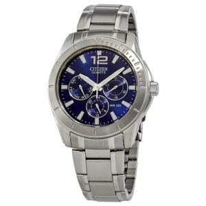 citizen quartz blue dial stainless steel men's watch ag8300 52l
