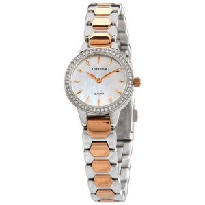 citizen quartz crystal mother of pearl dial ladies watch ez7016 50d