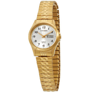 citizen quartz gold dial ladies watch eq2002 91p