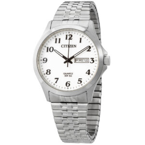 citizen quartz white dial stainless steel men's watch bf5000 94a