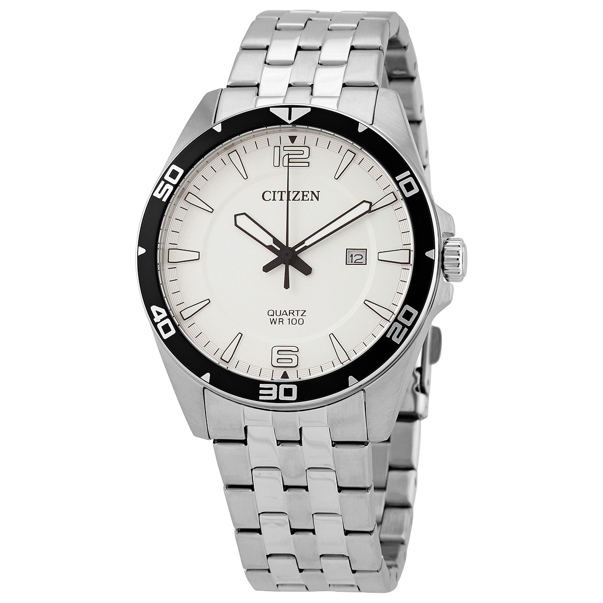 citizen quartz white dial stainless steel men's watch bi5051 51a citizen quartz white dial stainless steel men's watch bi5051 51a